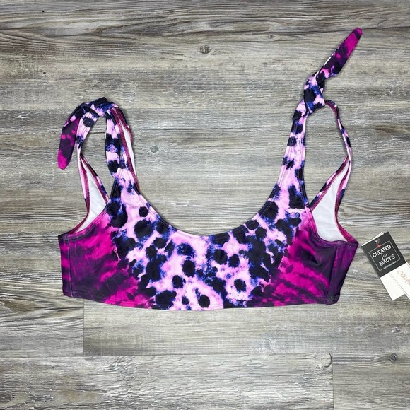 Salt + Cove Women's Fuchsia How Do You Zoo Tie-Dye Bikini Swim Top sz Junior’s L - Picture 2 of 3